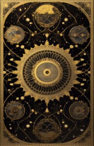 Tarot Karte ziehen - Deck mit goldenem Muster und Sternen