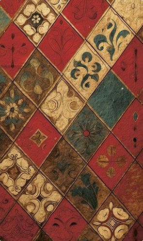 Lenormand Online ziehen - Kartenrückseite mit kariertem Muster